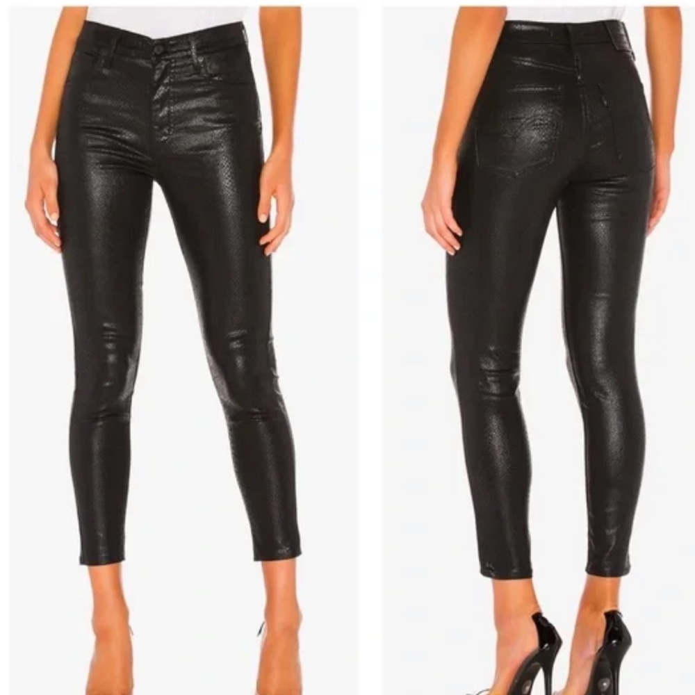 Mile High Ankle Skinny in Black Serpent Foil